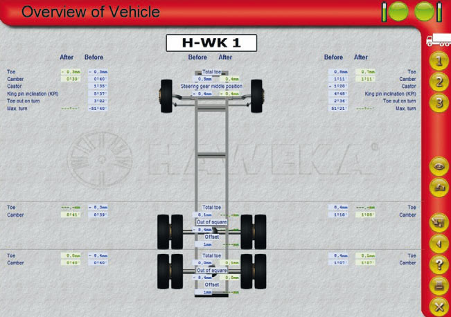 Geometria kół ciężarowych HAWEKA AXIS4000 PRO menu3