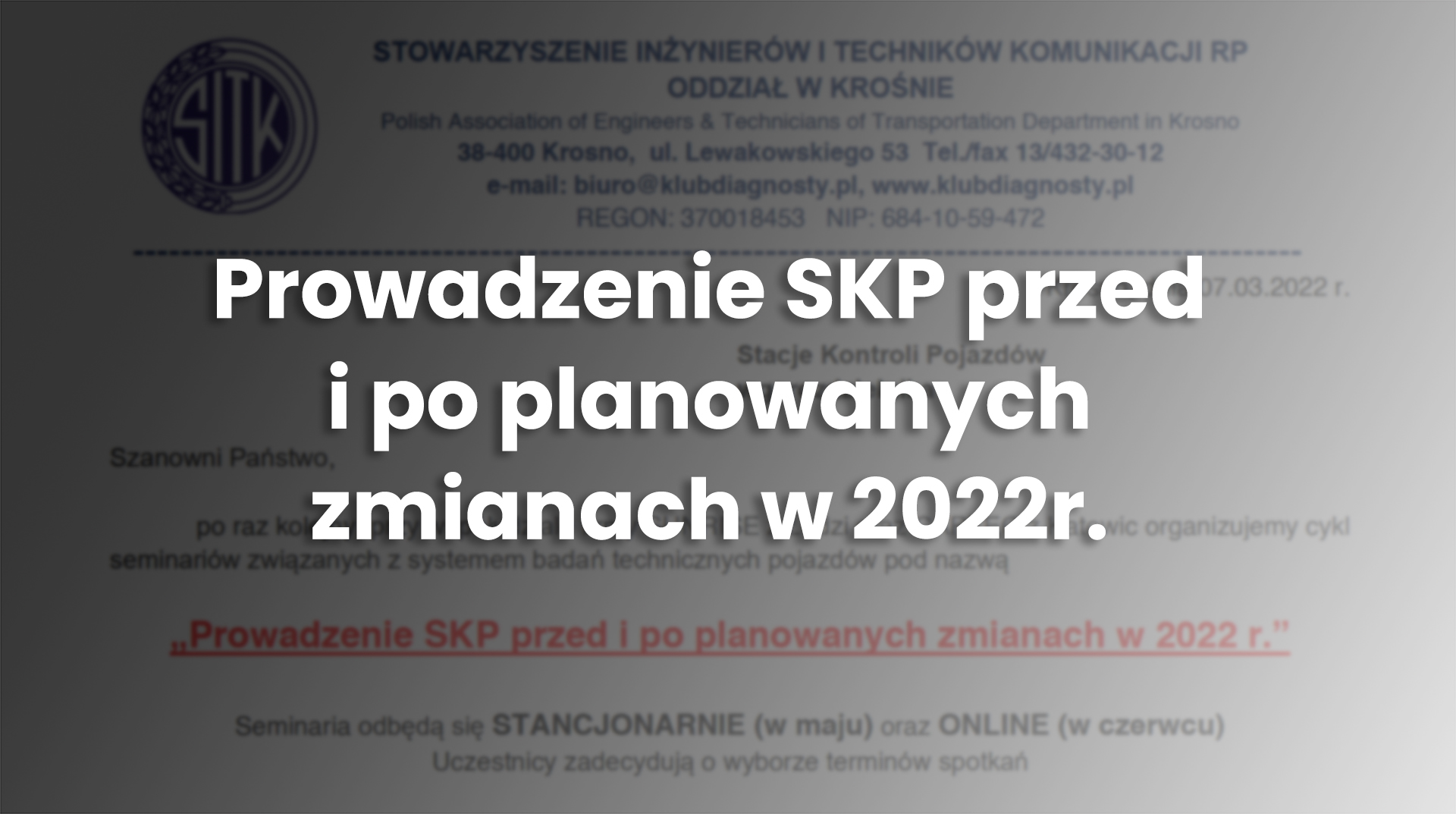 Prowadzenie SKP przed i po planowanych zmianach w 2022 r.